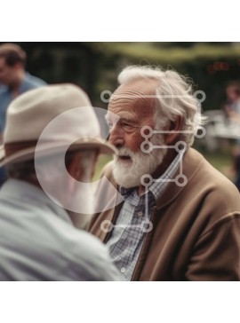 Intra Συλλεκτικό Ξύλινο Παζλ Plywood  4mm - Ηλικιωμένοι άνδρες με καπέλα και γυαλιά ηλίου που μιλούν σε μια καθαρή μέρα Σε Ξύλινο Κουτί - Διαστάσεις Puzzle: 10x10 cm – 25 κομμάτια