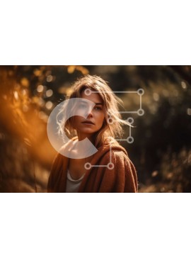 Intra Συλλεκτικό Ξύλινο Παζλ Plywood  4mm - Όμορφη εικόνα μιας γυναίκας που στέκεται σε ένα χωράφι με ψηλό γρασίδι στο ηλιοβασίλεμα Σε Ξύλινο Κουτί - Διαστάσεις Puzzle: 10x10 cm – 25 κομμάτια