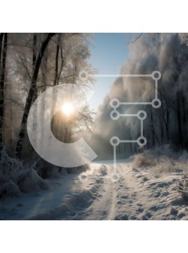 Intra Συλλεκτικό Ξύλινο Παζλ Plywood  4mm - Όμορφη χειμερινή σκηνή ενός χιονισμένου δάσους με δέντρα καλυμμένα από παγετό Σε Ξύλινο Κουτί - Διαστάσεις: 10x10 cm – 25 κομμάτια