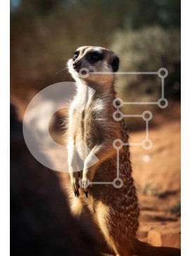 Σετ των 2 Intra Συλλεκτικό Ξύλινο Παζλ Plywood  4mm - Όμορφη εικόνα μιας σουρικάτας που στέκεται στα πίσω πόδια της κοιτάζοντας μακριά Σε Ξύλινο Κουτί - Διαστάσεις: 10x10 cm – 25 κομμάτια