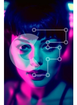 Intra Συλλεκτικό Ξύλινο Παζλ Plywood  4mm - Σοβαρή γυναίκα με μαύρα μαλλιά και κόκκινο κραγιόν Σε Ξύλινο Κουτί - Διαστάσεις Puzzle: 10x10 cm – 25 κομμάτια