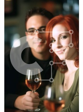 Intra Συλλεκτικό Ξύλινο Παζλ Plywood  4mm - Νεαρό ζευγάρι που απολαμβάνει κρασί σε ένα μπαρ Σε Ξύλινο Κουτί - Διαστάσεις Puzzle: 10x10 cm – 25 κομμάτια