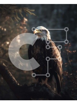 Σετ των 2 Intra Συλλεκτικό Ξύλινο Παζλ Plywood  4mm - Όμορφη εικόνα ενός φαλακρού αετού σε ένα δάσος Σε Ξύλινο Κουτί - Διαστάσεις: 10x10 cm – 25 κομμάτια