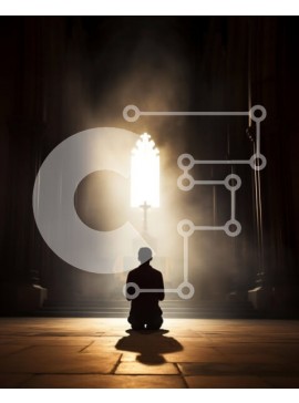 Intra Συλλεκτικό Ξύλινο Παζλ Plywood  4mm - Άνθρωπος που σκιαγραφείται στο Illuminated Cross Σε Ξύλινο Κουτί - Διαστάσεις Puzzle: 10x10 cm – 25 κομμάτια