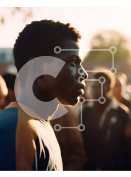 Intra Συλλεκτικό Ξύλινο Παζλ Plywood  4mm - Προφίλ ενός νεαρού άνδρα σε ένα πλήθος Σε Ξύλινο Κουτί - Διαστάσεις Puzzle: 10x10 cm – 25 κομμάτια