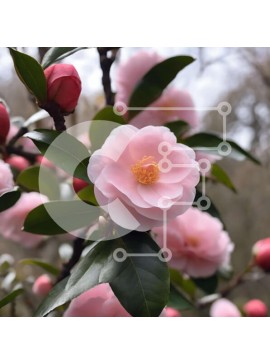 Intra Συλλεκτικό Ξύλινο Παζλ Plywood  4mm - Ροζ λουλούδι που ανθίζει στο δάσος με πράσινα φύλλα Σε Ξύλινο Κουτί - Διαστάσεις: 10x10 cm – 25 κομμάτια