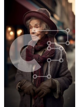 Intra Συλλεκτικό Ξύλινο Παζλ Plywood  4mm - Όμορφη εικόνα μιας ηλικιωμένης γυναίκας σε έναν δρόμο της πόλης στο σούρουπο Σε Ξύλινο Κουτί - Διαστάσεις Puzzle: 10x10 cm – 25 κομμάτια