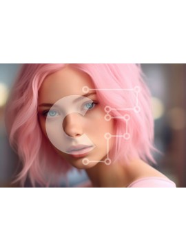 Intra Συλλεκτικό Ξύλινο Παζλ Plywood  4mm - Όμορφη εικόνα μιας γυναίκας με ροζ μαλλιά και μπλε μάτια Σε Ξύλινο Κουτί - Διαστάσεις Puzzle: 10x10 cm – 25 κομμάτια