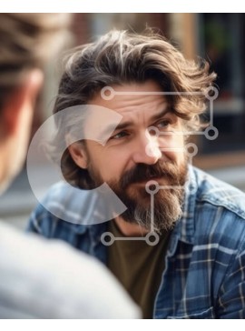 Intra Συλλεκτικό Ξύλινο Παζλ Plywood  4mm - Δύο άντρες που απολαμβάνουν ο ένας την παρέα του άλλου σε εξωτερικούς χώρους Σε Ξύλινο Κουτί - Διαστάσεις Puzzle: 10x10 cm – 25 κομμάτια