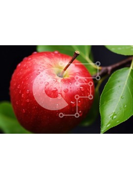 Intra Συλλεκτικό Ξύλινο Παζλ Plywood  4mm - Κόκκινο μήλο σε ένα κλαδί με σταγονίδια νερού Σε Ξύλινο Κουτί - Διαστάσεις: 10x10 cm – 25 κομμάτια