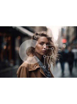 Intra Συλλεκτικό Ξύλινο Παζλ Plywood  4mm - Πορτρέτο μιας στοχαστικής νεαρής γυναίκας σε έναν δρόμο της πόλης Σε Ξύλινο Κουτί - Διαστάσεις Puzzle: 10x10 cm – 25 κομμάτια