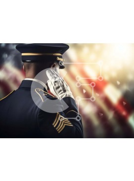 Intra Συλλεκτικό Ξύλινο Παζλ Plywood  4mm - Στρατιωτικός άνδρας που χαιρετίζει τη σημαία των ΗΠΑ Σε Ξύλινο Κουτί - Διαστάσεις Puzzle: 10x10 cm – 25 κομμάτια