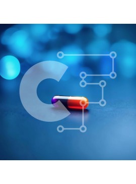 Intra Συλλεκτικό Ξύλινο Παζλ Plywood  4mm - Μωβ και πορτοκαλί χάπι σε αφηρημένο μπλε φόντο Σε Ξύλινο Κουτί - Διαστάσεις Puzzle: 10x10 cm – 25 κομμάτια