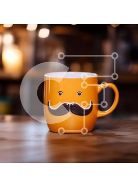 Σετ των 2 Intra Συλλεκτικό Ξύλινο Παζλ Plywood  4mm - Κούπα καφέ με μουστάκι σε ξύλινο τραπέζι Σε Ξύλινο Κουτί - Διαστάσεις: 10x10 cm – 25 κομμάτια