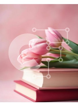 Intra Συλλεκτικό Ξύλινο Παζλ Plywood  4mm - Βιβλία και ροζ τουλίπες - ρομαντική ιδέα δώρου Σε Ξύλινο Κουτί - Διαστάσεις Puzzle: 10x10 cm – 25 κομμάτια