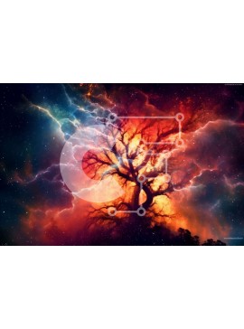 Intra Συλλεκτικό Ξύλινο Παζλ Plywood  4mm - Σουρεαλιστική και ονειρική εικόνα ενός δέντρου σε έναν θυελλώδη ουρανό Σε Ξύλινο Κουτί - Διαστάσεις: 10x10 cm – 25 κομμάτια