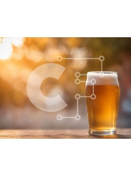 Σετ των 2 Intra Συλλεκτικό Ξύλινο Παζλ Plywood  4mm - Ποτήρι μπύρα σε ξύλινο τραπέζι με φόντο ηλιοβασίλεμα Σε Ξύλινο Κουτί - Διαστάσεις: 10x10 cm – 25 κομμάτια