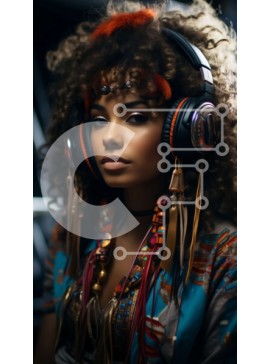 Intra Συλλεκτικό Ξύλινο Παζλ Plywood  4mm - Κομψή γυναίκα με Afro μαλλιά και πολύχρωμη στολή Σε Ξύλινο Κουτί - Διαστάσεις Puzzle: 10x10 cm – 25 κομμάτια