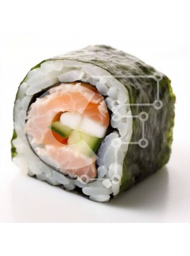 Σετ των 2 Intra Συλλεκτικό Ξύλινο Παζλ Plywood  4mm - Νόστιμο ρολό σούσι με φρέσκο ​​σολομό, αγγούρι και αβοκάντο Σε Ξύλινο Κουτί - Διαστάσεις: 10x10 cm – 25 κομμάτια