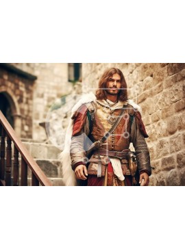 Intra Συλλεκτικό Ξύλινο Παζλ Plywood  4mm - Μεσαιωνικός άνδρας με φορεσιά σε πέτρινη σκάλα με καμάρες Σε Ξύλινο Κουτί - Διαστάσεις Puzzle: 10x10 cm – 25 κομμάτια