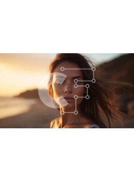 Intra Συλλεκτικό Ξύλινο Παζλ Plywood  4mm - Όμορφη γυναίκα στέκεται στην παραλία στο ηλιοβασίλεμα Σε Ξύλινο Κουτί - Διαστάσεις Puzzle: 10x10 cm – 25 κομμάτια