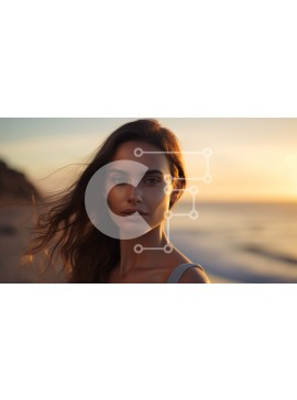 Σετ των 2 Intra Συλλεκτικό Ξύλινο Παζλ Plywood  4mm - Όμορφη γυναίκα στην παραλία στο ηλιοβασίλεμα Σε Ξύλινο Κουτί - Διαστάσεις: 10x10 cm – 25 κομμάτια