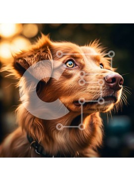 Intra Συλλεκτικό Ξύλινο Παζλ Plywood  4mm - Αξιολάτρευτη εικόνα ενός καφέ σκύλου με μπλε μάτια που κοιτάζουν ψηλά στον ουρανό Σε Ξύλινο Κουτί - Διαστάσεις: 10x10 cm – 25 κομμάτια