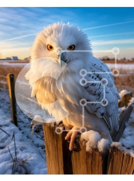 Σετ των 2 Intra Συλλεκτικό Ξύλινο Παζλ Plywood  4mm - Εκπληκτική εικόνα μιας λευκής κουκουβάγιας σε ένα χιονισμένο τοπίο Σε Ξύλινο Κουτί - Διαστάσεις: 10x10 cm – 25 κομμάτια