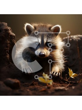 Intra Συλλεκτικό Ξύλινο Παζλ Plywood  4mm - Χαριτωμένο ρακούν που κρυφοκοιτάζει πίσω από έναν βράχο Σε Ξύλινο Κουτί - Διαστάσεις: 10x10 cm – 25 κομμάτια