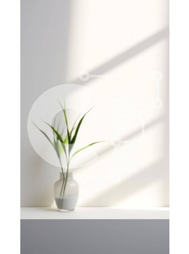 Intra Συλλεκτικό Ξύλινο Παζλ Plywood  4mm - Άδειο βάζο με πράσινο φυτό σε λευκό τοίχο στο φως του ήλιου Σε Ξύλινο Κουτί - Διαστάσεις Puzzle: 10x10 cm – 25 κομμάτια