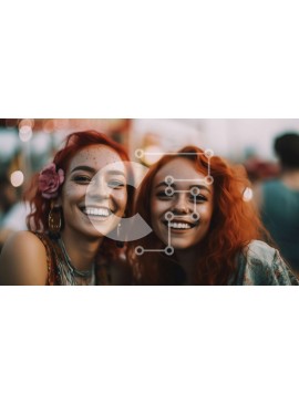 Intra Συλλεκτικό Ξύλινο Παζλ Plywood  4mm - Διασκεδαστική και πολύχρωμη φωτογραφία φεστιβάλ μουσικής με δύο γυναίκες με φωτεινή ενδυμασία Σε Ξύλινο Κουτί - Διαστάσεις Puzzle: 10x10 cm – 25 κομμάτια