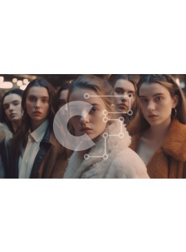 Intra Συλλεκτικό Ξύλινο Παζλ Plywood  4mm - Εικόνα γυναικών με γούνινα παλτά που κοιτάζουν την κάμερα Σε Ξύλινο Κουτί - Διαστάσεις Puzzle: 10x10 cm – 25 κομμάτια