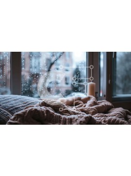 Intra Συλλεκτικό Ξύλινο Παζλ Plywood  4mm - Ζεστή χειμερινή σκηνή με σταγόνες βροχής και φως των κεριών Σε Ξύλινο Κουτί - Διαστάσεις Puzzle: 10x10 cm – 25 κομμάτια