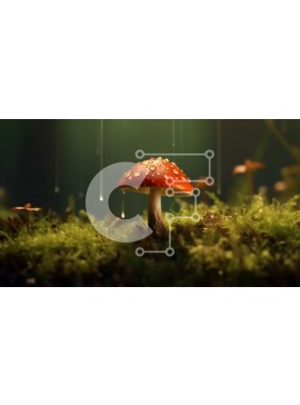 Intra Συλλεκτικό Ξύλινο Παζλ Plywood  4mm - Όμορφη εικόνα ενός κόκκινου μανιταριού σε ένα πράσινο δάσος με σταγόνες βροχής Σε Ξύλινο Κουτί - Διαστάσεις: 10x10 cm – 25 κομμάτια