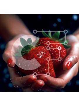 Σετ των 2 Intra Συλλεκτικό Ξύλινο Παζλ Plywood  4mm - Κοντινό πλάνο από νόστιμες κόκκινες φράουλες που κρατούνται από γυναικεία χέρια Σε Ξύλινο Κουτί - Διαστάσεις: 10x10 cm – 25 κομμάτια