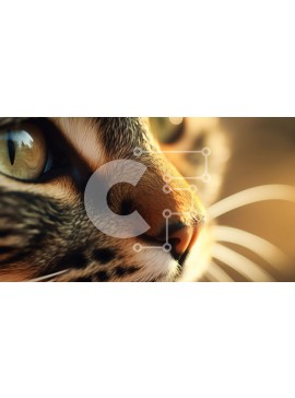 Intra Συλλεκτικό Ξύλινο Παζλ Plywood  4mm - Κοντινό πλάνο του προσώπου μιας ριγέ γάτας Σε Ξύλινο Κουτί - Διαστάσεις: 10x10 cm – 25 κομμάτια