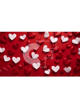 Intra Συλλεκτικό Ξύλινο Παζλ Plywood  4mm - Κόκκινο φόντο με λευκές και κόκκινες καρδιές Σε Ξύλινο Κουτί - Διαστάσεις Puzzle: 10x10 cm – 25 κομμάτια