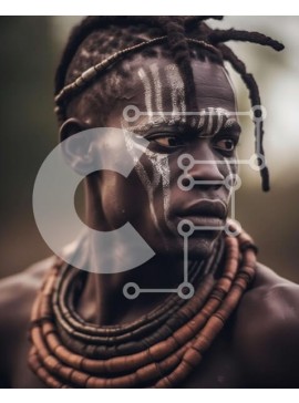 Intra Συλλεκτικό Ξύλινο Παζλ Plywood  4mm - Άνδρας που φορά παραδοσιακά αφρικανικά ρούχα και κοσμήματα Σε Ξύλινο Κουτί - Διαστάσεις Puzzle: 10x10 cm – 25 κομμάτια