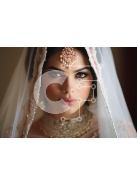 Intra Συλλεκτικό Ξύλινο Παζλ Plywood  4mm - Σοβαρή νύφη με λευκό νυφικό με πέπλο και κοσμήματα Σε Ξύλινο Κουτί - Διαστάσεις Puzzle: 10x10 cm – 25 κομμάτια