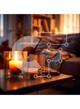 Intra Συλλεκτικό Ξύλινο Παζλ Plywood  4mm - Ζεστό και φιλόξενο σαλόνι με βιβλία και κερί Σε Ξύλινο Κουτί - Διαστάσεις Puzzle: 10x10 cm – 25 κομμάτια