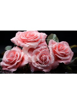 Intra Συλλεκτικό Ξύλινο Παζλ Plywood  4mm - Όμορφη εικόνα με ροζ τριαντάφυλλα με σταγονίδια νερού σε ένα βάζο Σε Ξύλινο Κουτί - Διαστάσεις: 10x10 cm – 25 κομμάτια