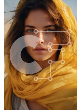 Intra Συλλεκτικό Ξύλινο Παζλ Plywood  4mm - Σοβαρή γυναίκα με κίτρινο κασκόλ στην έρημο Σε Ξύλινο Κουτί - Διαστάσεις Puzzle: 10x10 cm – 25 κομμάτια