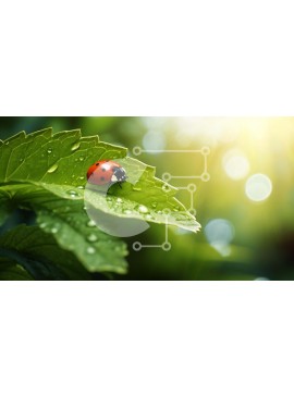 Intra Συλλεκτικό Ξύλινο Παζλ Plywood  4mm - Πασχαλίτσα σε φύλλο με φόντο σταγονίδια νερού Σε Ξύλινο Κουτί - Διαστάσεις: 10x10 cm – 25 κομμάτια