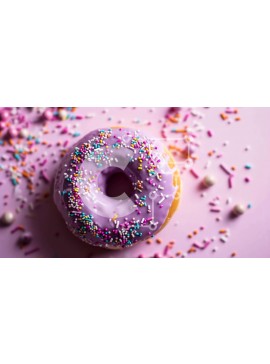 Σετ των 2 Intra Συλλεκτικό Ξύλινο Παζλ Plywood  4mm - Νόστιμο μωβ και ροζ ντόνατ με ψεκασμούς σε ροζ φόντο Σε Ξύλινο Κουτί - Διαστάσεις: 10x10 cm – 25 κομμάτια