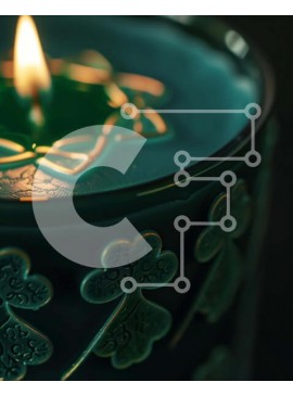 Intra Συλλεκτικό Ξύλινο Παζλ Plywood  4mm - Πράσινο κερί με φύλλα τριφυλλιού για την ημέρα του Αγίου Πατρικίου Σε Ξύλινο Κουτί - Διαστάσεις Puzzle: 10x10 cm – 25 κομμάτια