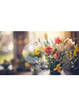 Intra Συλλεκτικό Ξύλινο Παζλ Plywood  4mm - Πολύχρωμα ανοιξιάτικα λουλούδια σε γυάλινο βάζο Σε Ξύλινο Κουτί - Διαστάσεις Puzzle: 10x10 cm – 25 κομμάτια