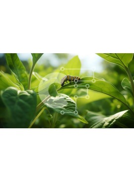 Intra Συλλεκτικό Ξύλινο Παζλ Plywood  4mm - Πεταλούδα Monarch στα πράσινα φύλλα Σε Ξύλινο Κουτί - Διαστάσεις: 10x10 cm – 25 κομμάτια