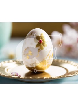 Intra Συλλεκτικό Ξύλινο Παζλ Plywood  4mm - Χρυσό πιάτο με πασχαλινό αυγό και floral ντεκόρ Σε Ξύλινο Κουτί - Διαστάσεις Puzzle: 10x10 cm – 25 κομμάτια