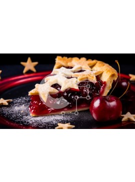 Σετ των 2 Intra Συλλεκτικό Ξύλινο Παζλ Plywood  4mm - Φέτα κερασιόπιτα σε μαύρο πιάτο με αστέρια και κεράσια Σε Ξύλινο Κουτί - Διαστάσεις: 10x10 cm – 25 κομμάτια