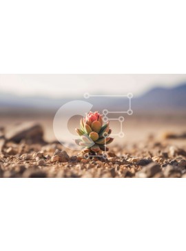 Intra Συλλεκτικό Ξύλινο Παζλ Plywood  4mm - Ζωντανό ροζ φυτό στο άνυδρο τοπίο της ερήμου Σε Ξύλινο Κουτί - Διαστάσεις: 10x10 cm – 25 κομμάτια